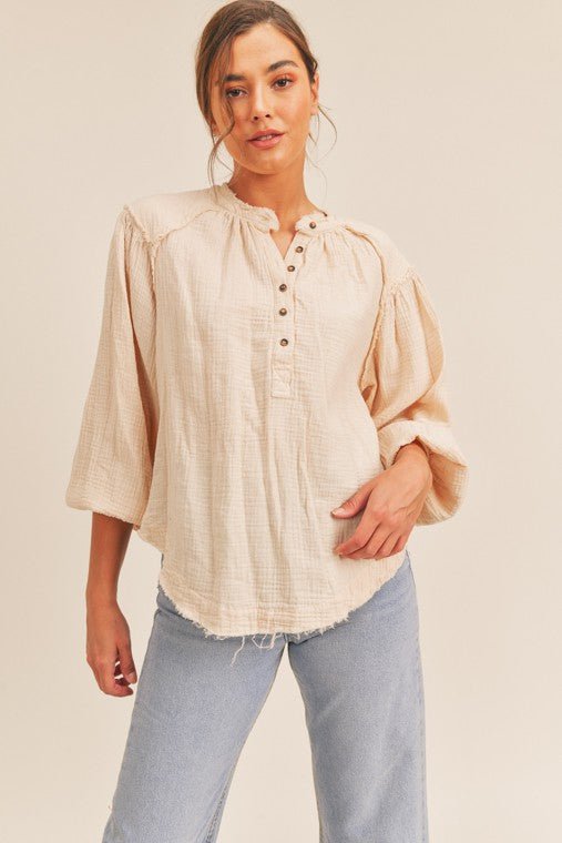 Distressed Button Down Top