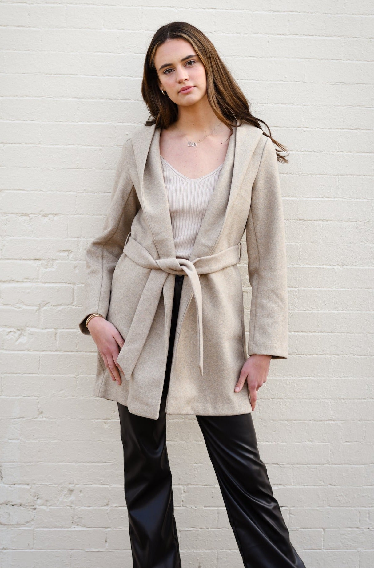 Fleece Belted Hoodie Coat