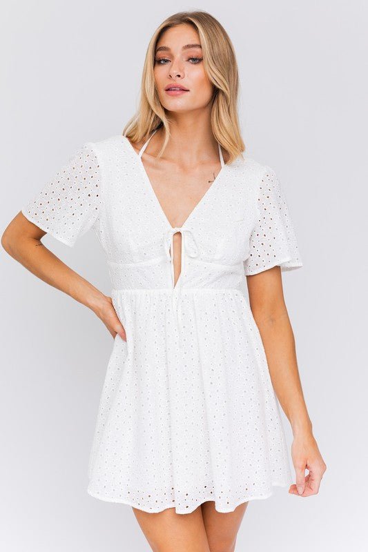 White Eyelet Mini Dress