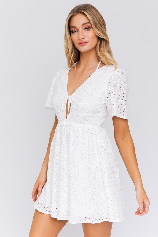 White Eyelet Mini Dress