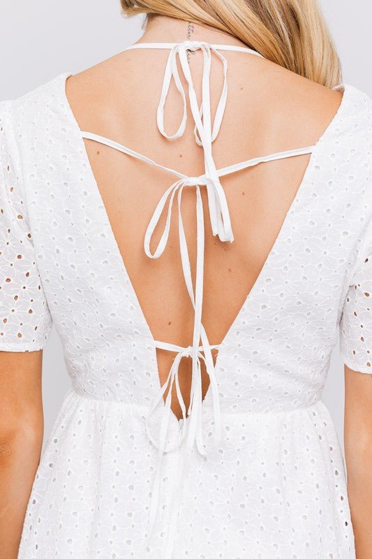 White Eyelet Mini Dress