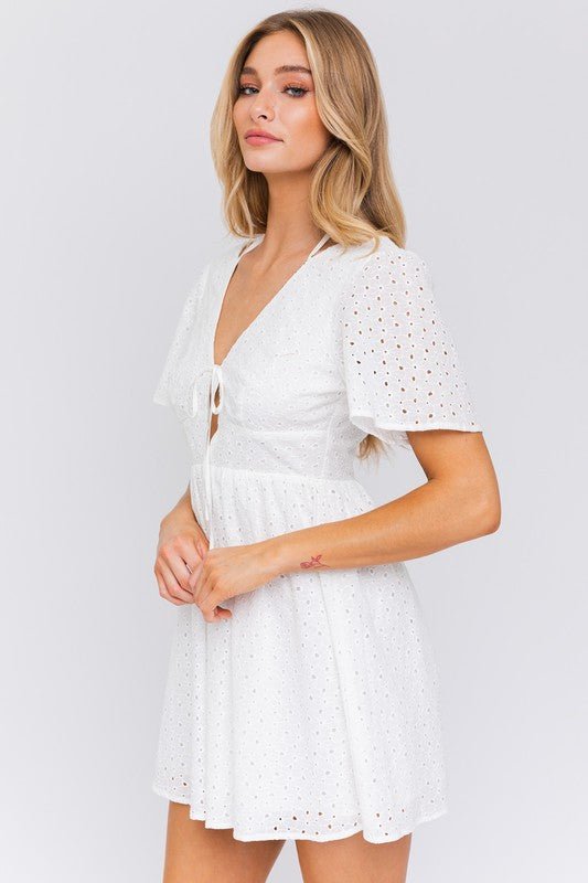 White Eyelet Mini Dress