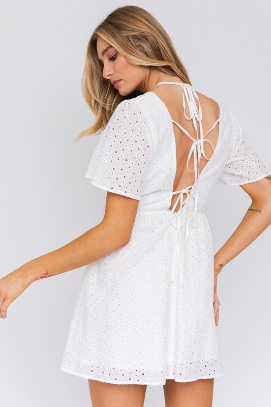 White Eyelet Mini Dress